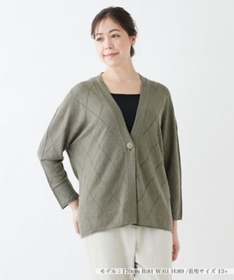 ＜Leilian plus house (Women/大きいサイズ)＞Ｖネックニットカーディガン【ＬＥ　ＴＲＩＣＯＴ　ＰＥＲＵＧＩＡ】