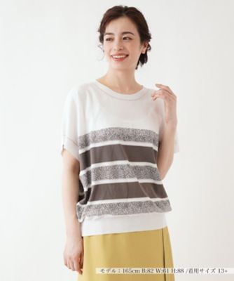 ＜Leilian plus house (Women/大きいサイズ)＞ボーダーニット【ＴＯＮＥＴ】