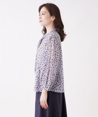 花柄ボウタイブラウス | Leilian plus house (Women/大きい