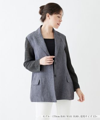 ＜Leilian plus house (Women/大きいサイズ)＞リネンメッシュ切り替えブレザー
