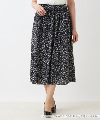 ＜Leilian plus house (Women/大きいサイズ)＞【セットアップ対応商品】【プラス企画】花柄シフォンスカート