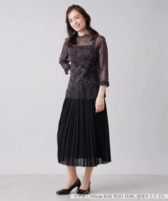 Leilian PLUS HOUSE / レリアンプラスハウス シアーペイズリープリントハイネックカットソー【パワーネット】 シアーペイズリープリントハイネックカットソー【パワーネット