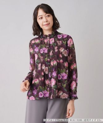 Leilian plus house (Women/大きいサイズ)/レリアン　プラスハウス フラワー長袖ブラウス
