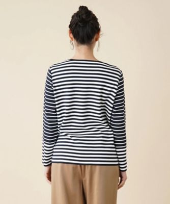 【店舗人気】ボーダー切替クルーネックニット