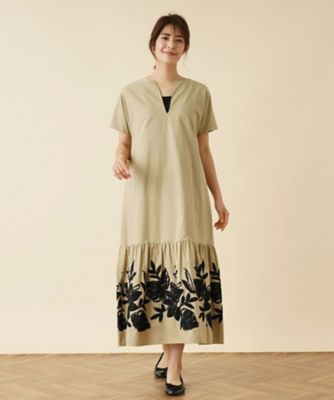 ＜Leilian plus house (Women/大きいサイズ)＞プリント切替キーネックワンピース