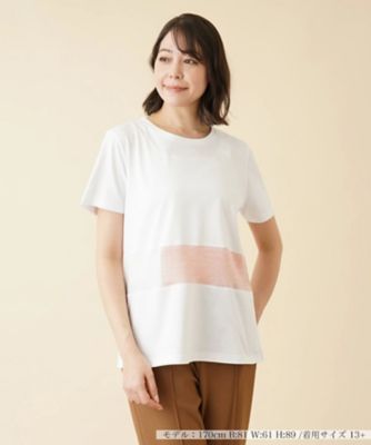 ＜Leilian plus house (Women/大きいサイズ)＞配色切替Ｔシャツ【ＨＡＮＤ】