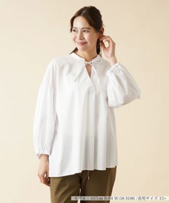 【SALE】【送料無料】Leilian plus house (Women/大きいサイズ)/レリアン プラスハウス リボンスキッパーブラウス【my Perfect wardrobe】191アイボリー トップス【三越伊勢丹/公式】
