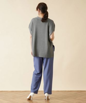 大きいサイズ☆未使用☆レリアン プラスハウス　Vネックニットベスト 織地麻混紡 Vネックニットベスト【my Perfect wardrobe