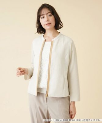 ＜Leilian plus house (Women/大きいサイズ)＞異素材切替ジップジャケット【ＲＯＣＨＡＳ　Ｐｒｅｍｉｅｒｅ】