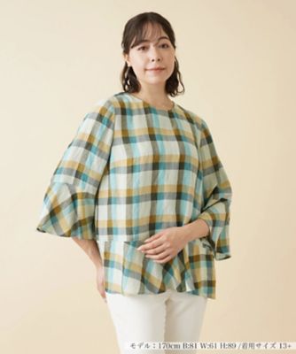 ＜Leilian plus house (Women/大きいサイズ)＞チェックオーバーブラウス【ＲＯＣＨＡＳ　Ｐｒｅｍｉｅｒｅ】