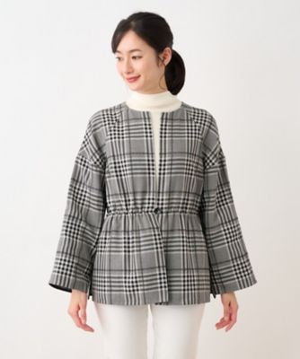チェックノーカラージャケット