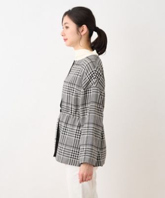 チェックノーカラージャケット