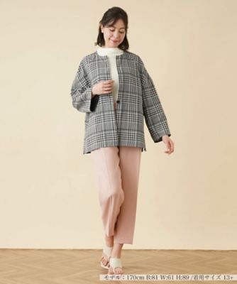 チェックノーカラージャケット