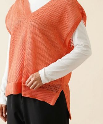 大きいサイズ☆未使用☆レリアン プラスハウス　Vネックニットベスト 織地麻混紡 Vネックニットベスト|レリアン プラスハウス | レリアン公式