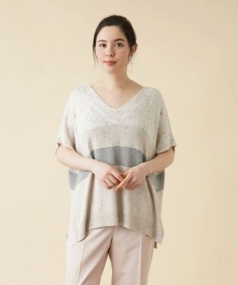 ＜Leilian plus house (Women/大きいサイズ)＞ラメＶネックニットベスト【ＴＯＮＥＴ】