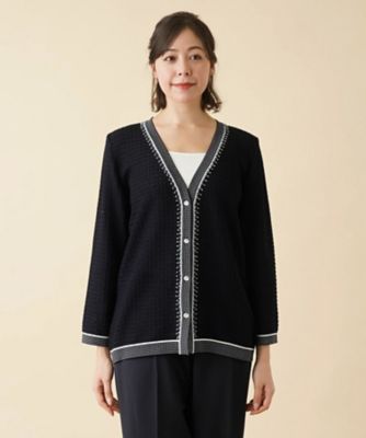 刺繍Vネックカーディガン | Leilian plus house (Women/大きい