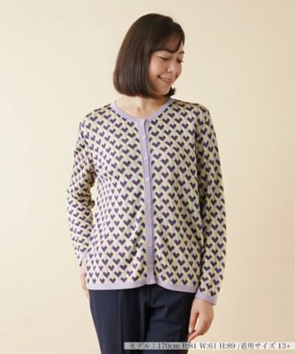 ＜Leilian plus house (Women/大きいサイズ)＞ジオメトリック柄カ　ディガン