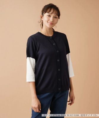 ＜Leilian plus house (Women/大きいサイズ)＞半袖ニットカーディガン