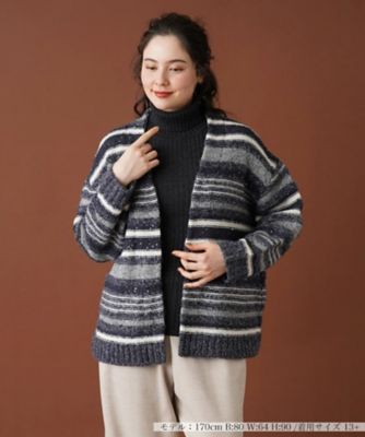 ＜Leilian plus house (Women/大きいサイズ)＞マルチボーダースパンコールカーディガン