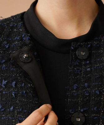 美品 定価18万 レリアン フランス製 ラメツイード ノーカラー ジャケット セットアップ対応商品】ラメツイードノーカラージャケット