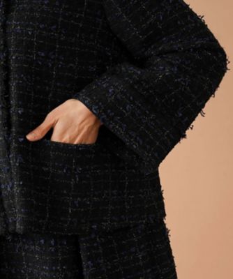 美品 定価18万 レリアン フランス製 ラメツイード ノーカラー ジャケット ミックスツイードノーカラージャケット | Leilian (Women