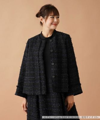 ＜Leilian plus house (Women/大きいサイズ)＞【セットアップ対応商品】ラメツイードノーカラージャケット【プラス企画】