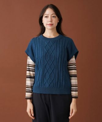ケーブル編みニットベスト【ＲＯＣＨＡＳ　Ｐｒｅｍｉｅｒｅ】