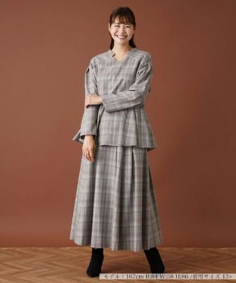 【セットアップ対応商品】チェックペプラムブラウス【Ｌｅｉｌｉａｎ：ＥＺＵＭＩ】