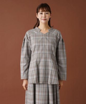【セットアップ対応商品】チェックペプラムブラウス【Ｌｅｉｌｉａｎ：ＥＺＵＭＩ】