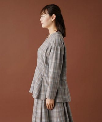 【セットアップ対応商品】チェックペプラムブラウス【Ｌｅｉｌｉａｎ：ＥＺＵＭＩ】