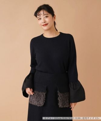 ＜Leilian plus house (Women/大きいサイズ)＞切替ベルスリーブリブニット【Ｌｅｉｌｉａｎ：ＥＺＵＭＩ】