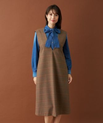 【店舗人気】チェックＶネックジャンパースカート