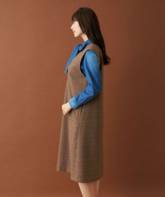 【店舗人気】チェックＶネックジャンパースカート
