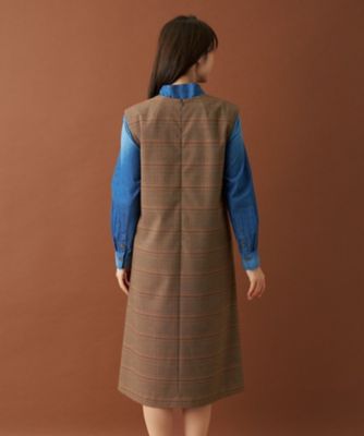【店舗人気】チェックＶネックジャンパースカート
