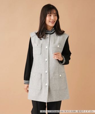 ＜Leilian plus house (Women/大きいサイズ)＞ノーカラーロングベスト【ＲＯＣＨＡＳ　Ｐｒｅｍｉｅｒｅ】
