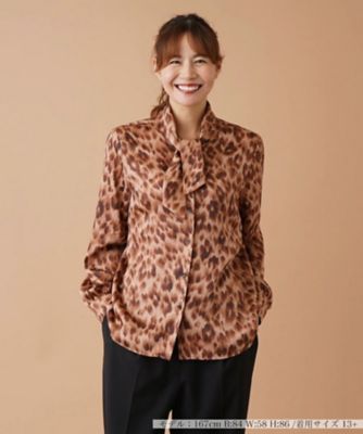＜Leilian plus house (Women/大きいサイズ)＞レオパード柄ボウタイブラウス