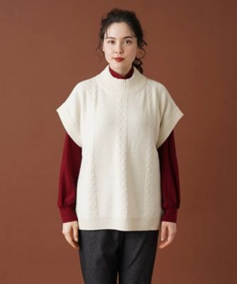 ハイネックニットベスト【ＭＵＳＥ　ＢＹ　ＲＯＣＨＡＳ　Ｐｒｅｍｉｅｒｅ】