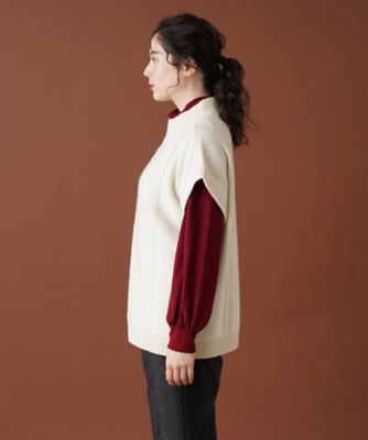 ハイネックニットベスト【ＭＵＳＥ　ＢＹ　ＲＯＣＨＡＳ　Ｐｒｅｍｉｅｒｅ】