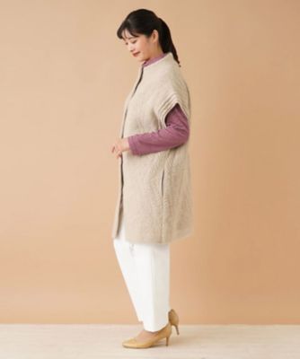 ボトルネックロングニットベスト