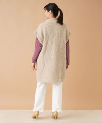ボトルネックロングニットベスト