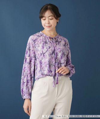 Leilian plus house (Women/大きいサイズ)/レリアン　プラスハウス フラワープリントリボンブラウス