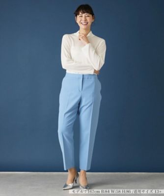 大きいサイズ！レリアンプラスハウス　ストレッチホワイトパンツ 店舗人気】ストレッチクロップドパンツ | Leilian plus house