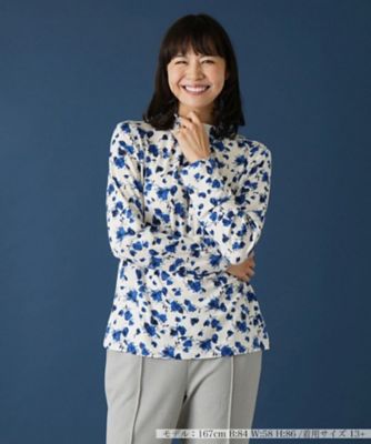 ＜Leilian plus house (Women/大きいサイズ)＞ローズ柄ハイネックカットソー