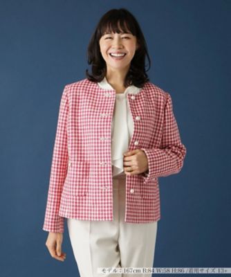 Leilian plus house (Women/大きいサイズ)/レリアン　プラスハウス 千鳥格子柄ノーカラージャケット