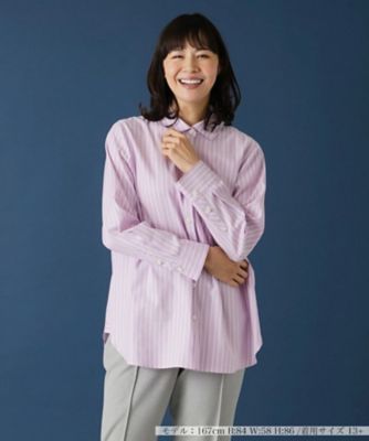 Leilian plus house (Women/大きいサイズ)/レリアン　プラスハウス バックタック入りストライプシャツ
