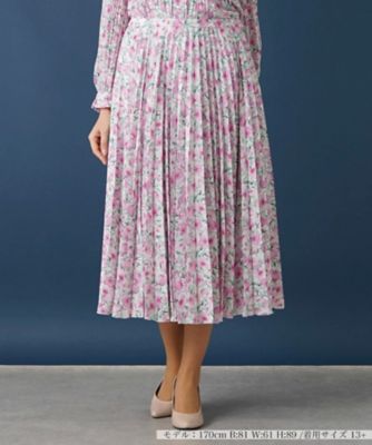 ＜Leilian plus house (Women/大きいサイズ)＞水彩フラワープリーツスカート【ＲＯＣＨＡＳ　Ｐｒｅｍｉｅｒｅ】