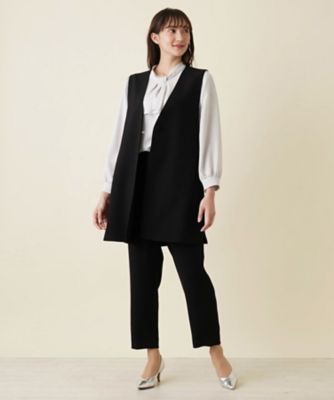 美品 レリアン プラスハウス ロングベスト ジレ 3XL 大きいサイズ 異素材 ロングベスト | Leilian plus house (Women/大きいサイズ