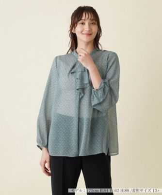 Leilian plus house (Women/大きいサイズ)/レリアン　プラスハウス ラッフル幾何学ブラウス