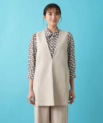 ノーカラーロングベスト