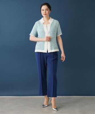 Leilian PLUS HOUSE / レリアンプラスハウス 変型ネックカーディガン 変型ネックカーディガン | Leilian plus house (Women/大きい